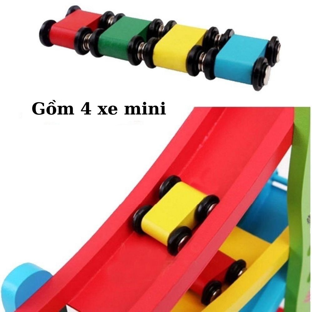 ĐỒ CHƠI XE Ô TÔ CẦU TRƯỢT 4 TẦNG BẰNG GỖ BBTOYS.VN (MS: CT04)