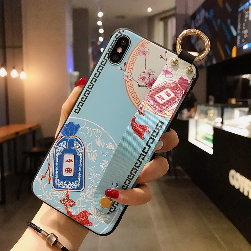 <Samsung case>phone cover red blue flower Samsung S21 Ultra S20FE S20 Ultra S20 Plus S20 S10 Plus S10 S9 Plus S8 Plus NOTE8 9 10 pro note 20 ultra Wristband Holder Back case