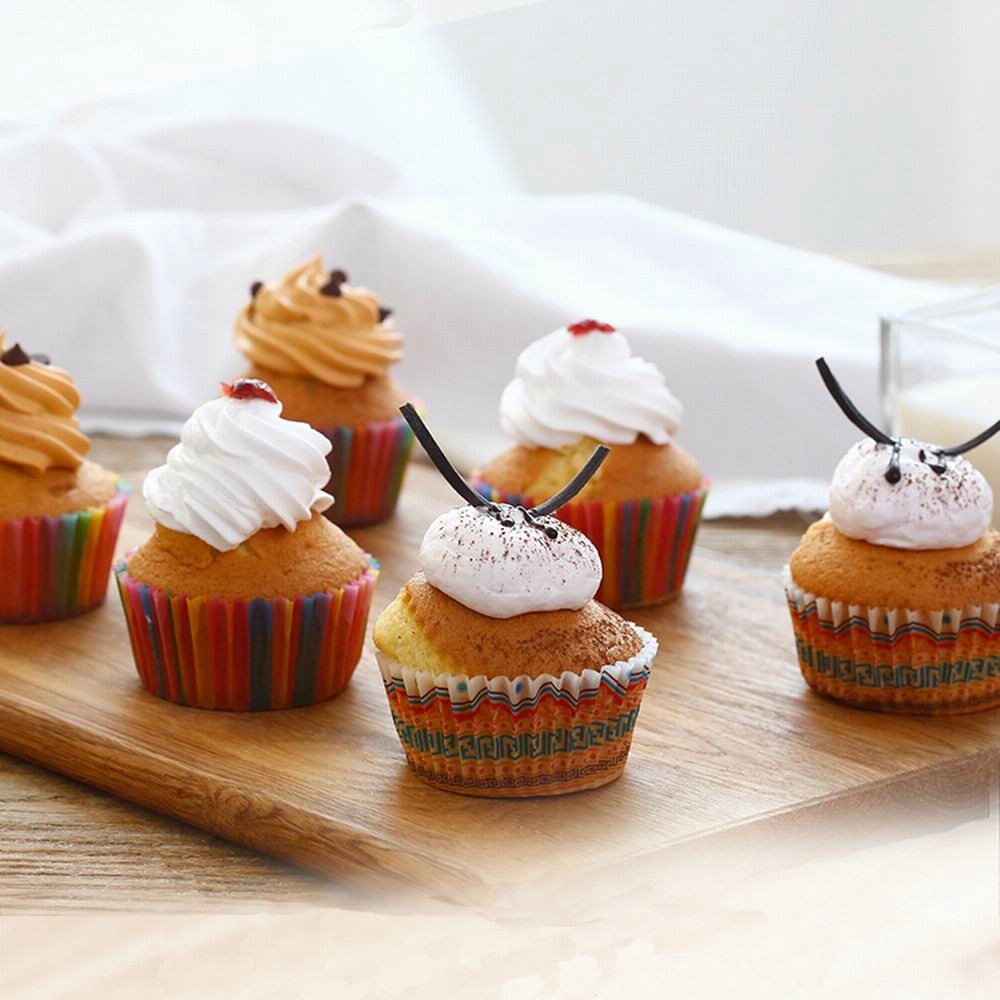 100pcs Rainbow Color Cupcake Liner Cupcake Paper Baking Cup  Cake Mold box Cup Tray Decor Tools