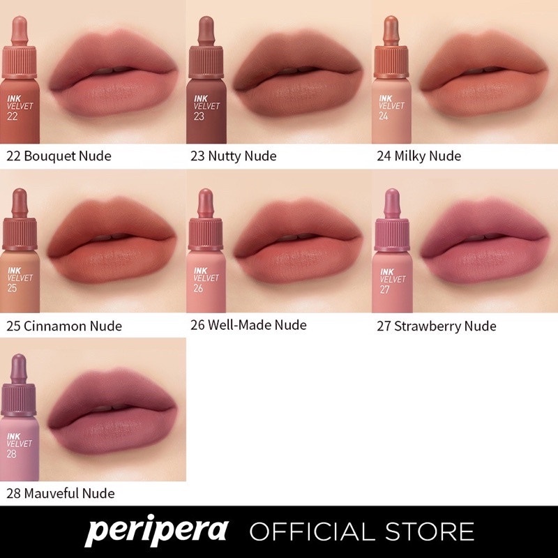 Son Kem Lì Peripera Ink Velvet Nude 4g [Best Seller #17 Rosy Nude - Hồng Nâu Đất] [Shop Về 16 Màu]
