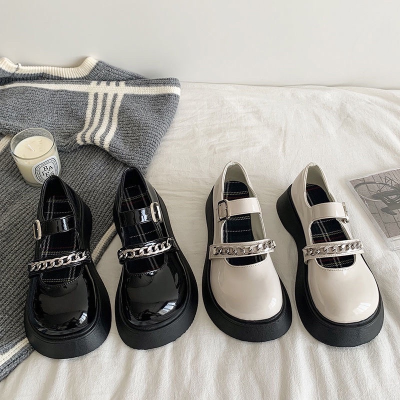 Giày Lolita Thiết Kế Cá Tính Phối Kèm Dây Xích Cao Cấp Đề Cao 5cm