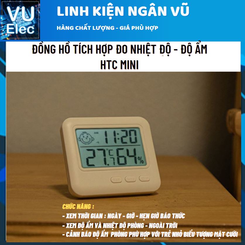 [HÀNG XỊN] Đồng hồ đo nhiệt độ, độ ẩm, thời gian thực HTC1, HTC2  có đầu cảm biến nhiệt bên ngoài