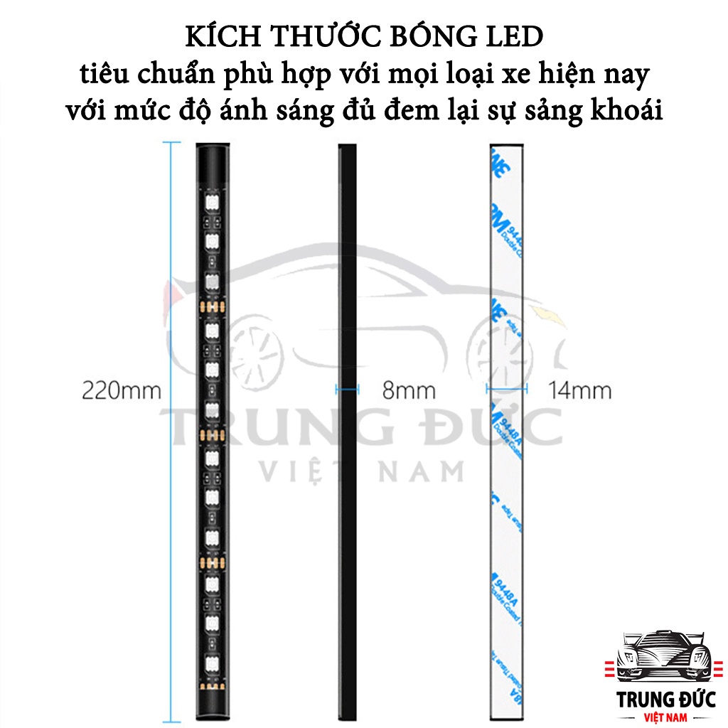 Đèn Led Gầm Ghế Ô Tô, xe hơi TRUNGDUCVN loại 12 Led có điều khiển từ xa, cảm ứng âm thanh nhấp nháy theo nhạc