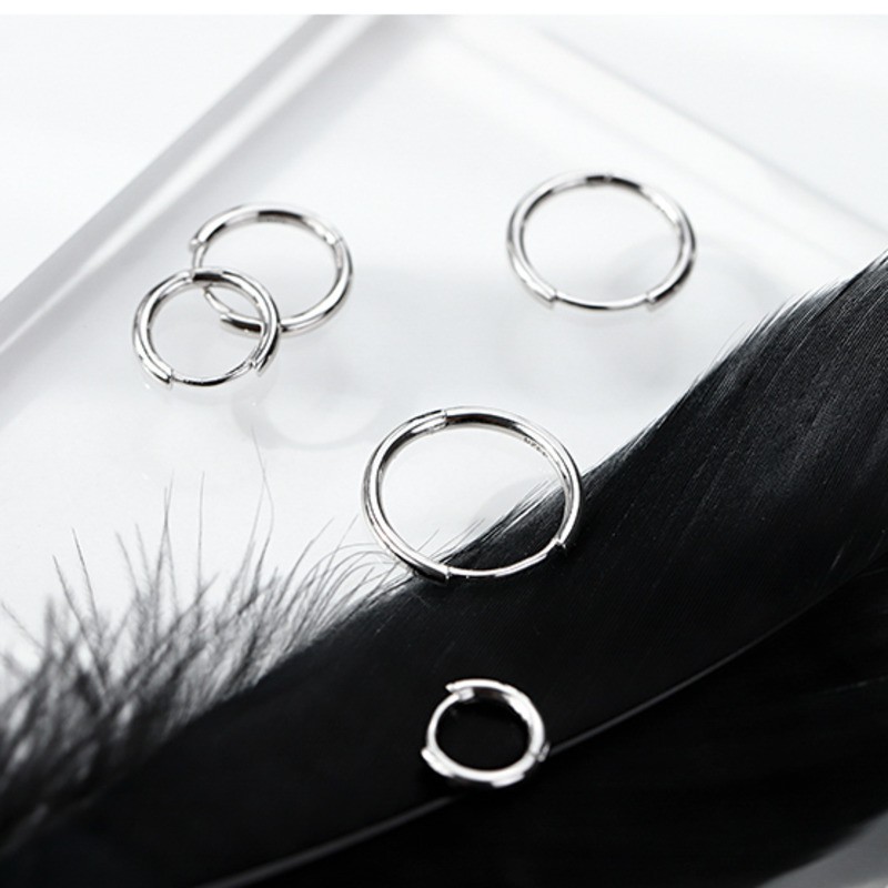 Bông Tai Tròn Bằng Thép Titan Phong Cách Hàn Quốc