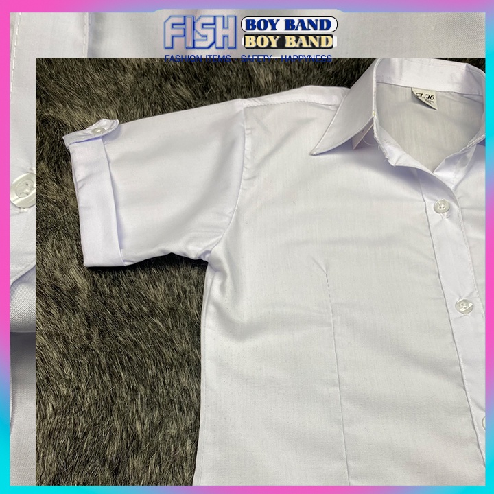 Áo học sinh nữ trắng tay NGẮN DÀI cấp 1 2 và 3 hàng tiêu chuẩn vải kate tốt vạc bầu FF95F