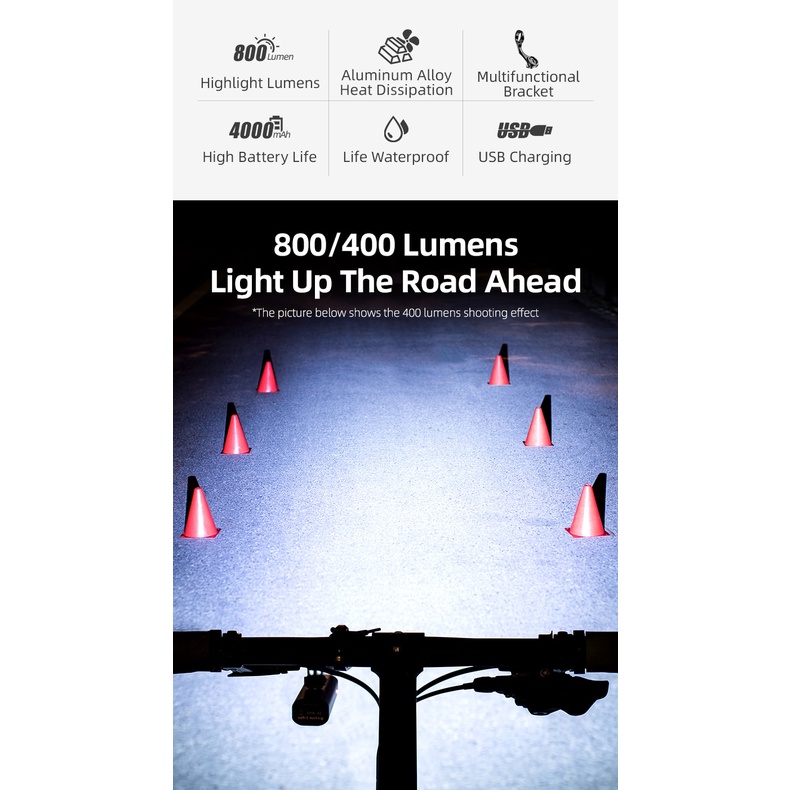 oisting Headlights Multifunctional Holder Powerful Flash Light USB Charing Led Bicycle Front Light 4000mAh-168-DigitalVN