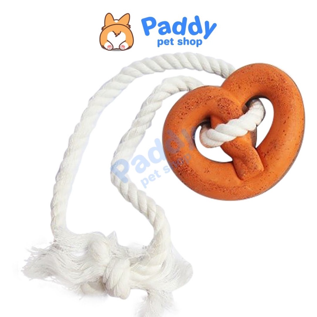 Bánh Quy Cao Su Đính Thừng TPET Đồ Chơi Chó Mèo