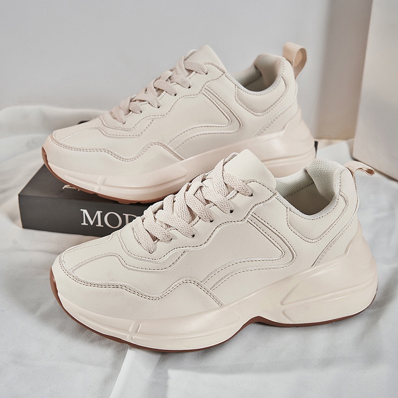 Giày Thể Thao Nữ Độn Đế Da Mịn Sneaker 5 cm [ Hàng Loại 1 ]