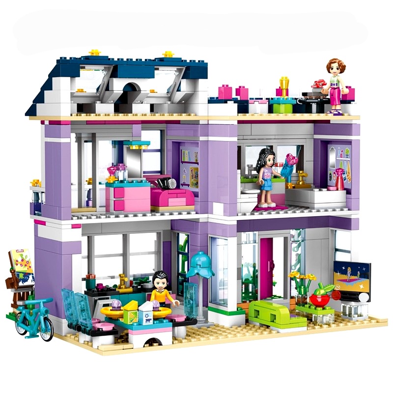 Đồi chơi lego Friend lezi 3067 - Lắp ráp ngôi nhà biệt thự của Emma 737 Mảnh.xếp hình bé gái