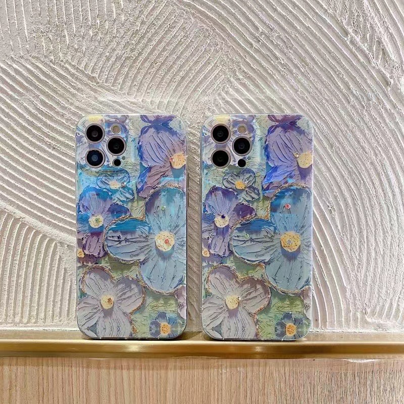 Ốp Điện Thoại Mềm Hình Hoa Màu Nước Lấp Lánh Cho Iphone 13 pro max 12 pro max 11 pro max xs max xr x 7plus