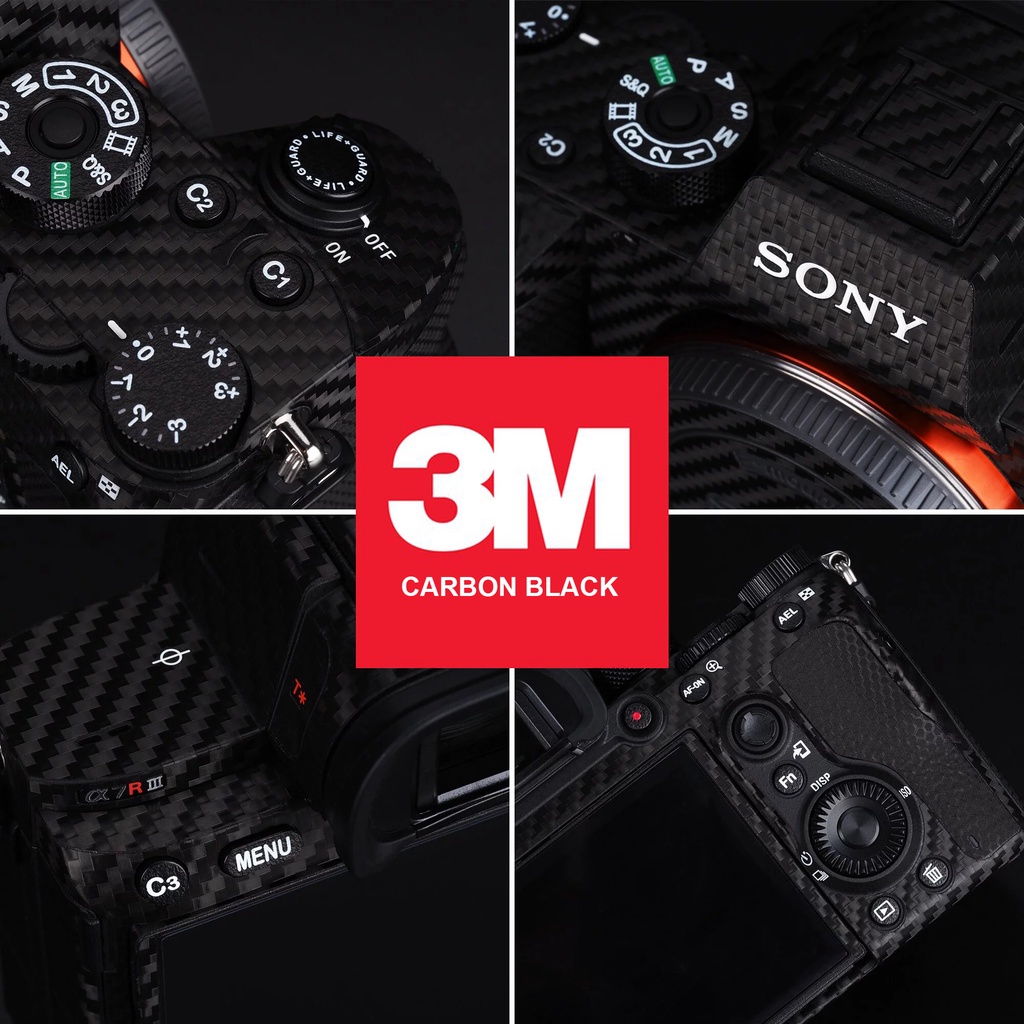 Miếng Dán Skin Máy Ảnh 3M - Mẫu Carbon Black - Có Mẫu Skin Cho body và len Sony, Canon, Nikon, Fuji