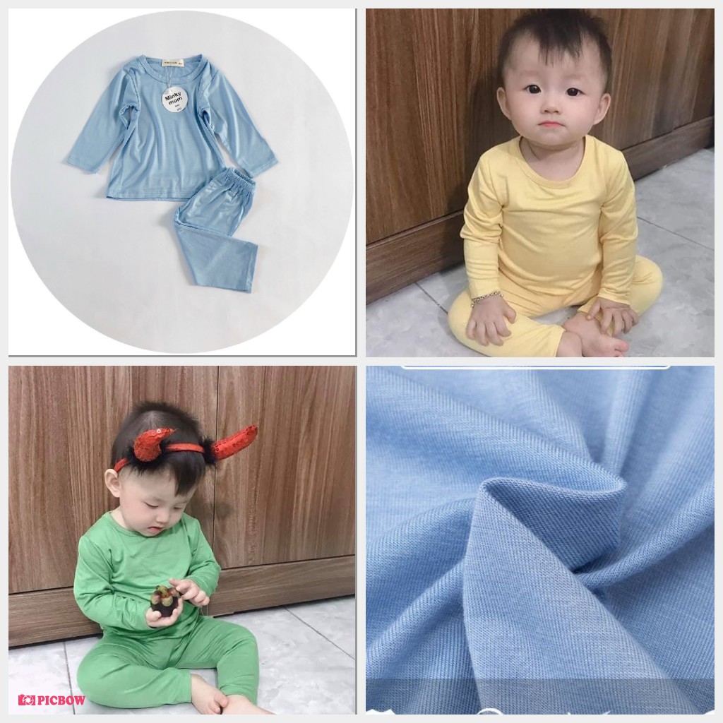 [Chất Thun Lạnh] Đồ Bộ Dài Tay Minky Mom Bé Trai, Bé Gái, Bộ Dài Tay Thu Đông Cho Bé NamKidShop (QATE343)