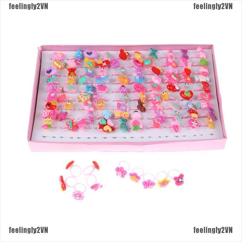 ❤Mặt Trời❤ Bộ 10 Nhẫn Nhựa Họa Tiết Hoạt Hình Đáng Yêu Cho Bé