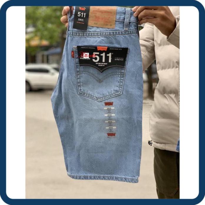 SALE GIÁ VỐN quần jean short nam le511 với 4 màu xanh rêu xanh đậm xanh trung xanh sang ống rộng dài qua gối hàng vnxk