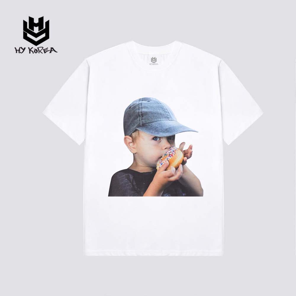 Áo Thun Tay Lỡ Form Rộng 100 Cotton HY Korea In Hình Em Be Đội Nhón Donut 353