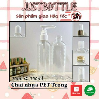 Bộ chai lọ nhựa PET chiết mỹ phẩm Trong nắp xịt phun sương nhọn nhôm bật vòi sữa tắm nhấn giọt 30ml 50ml 100ml giá rẻ