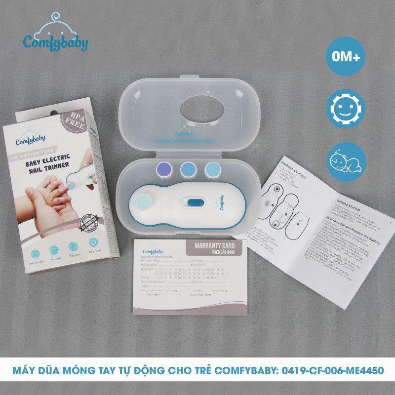 Máy dũa móng tay tự động cho trẻ Comfy Baby ME4450, cắt móng tay an toàn cho bé, mài móng tay cho trẻ sơ sinh
