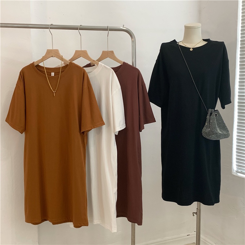 SUXI Áo Thun Cotton Tay Ngắn Dáng Dài Form Rộng Size Lớn Cho Nữ