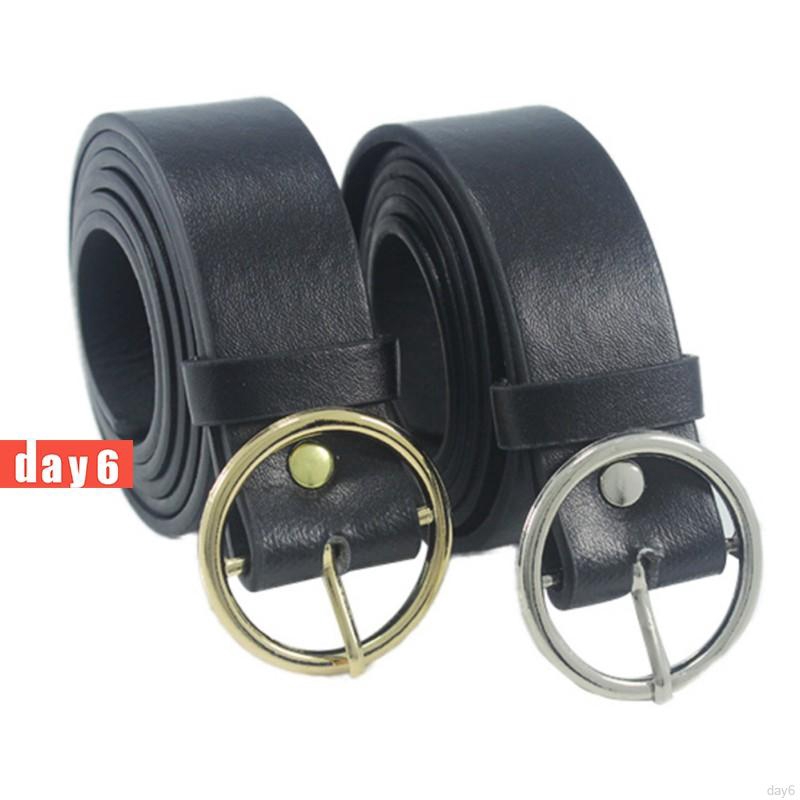 Thắt lưng da màu trơn thiết kế khóa tròn đơn giản thời trang cho nữ