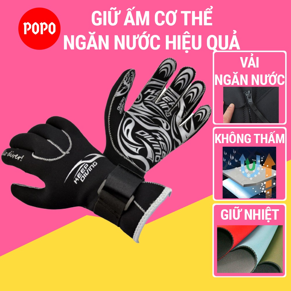 Găng tay lặn biển 3mm sử dụng cùng bộ đồ lặn biển, quần áo lặn, vớ lặn biển chống trượt, giữ ấm SPORTY