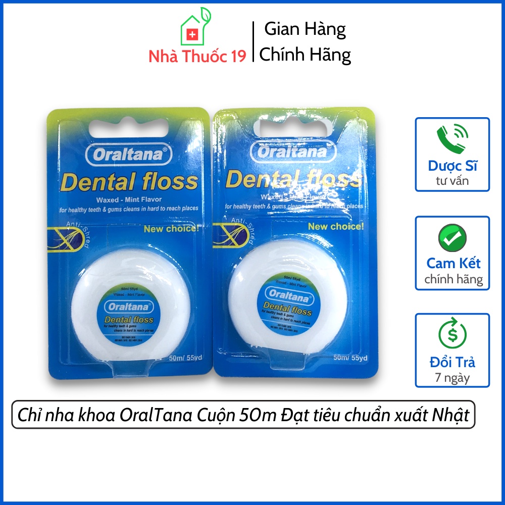 Chỉ Nha Khoa Oral Tana Dental Floss Cuộn dài 50m vị bạc hà Chính Hãng Đạt tiêu chuẩn xuất Nhật