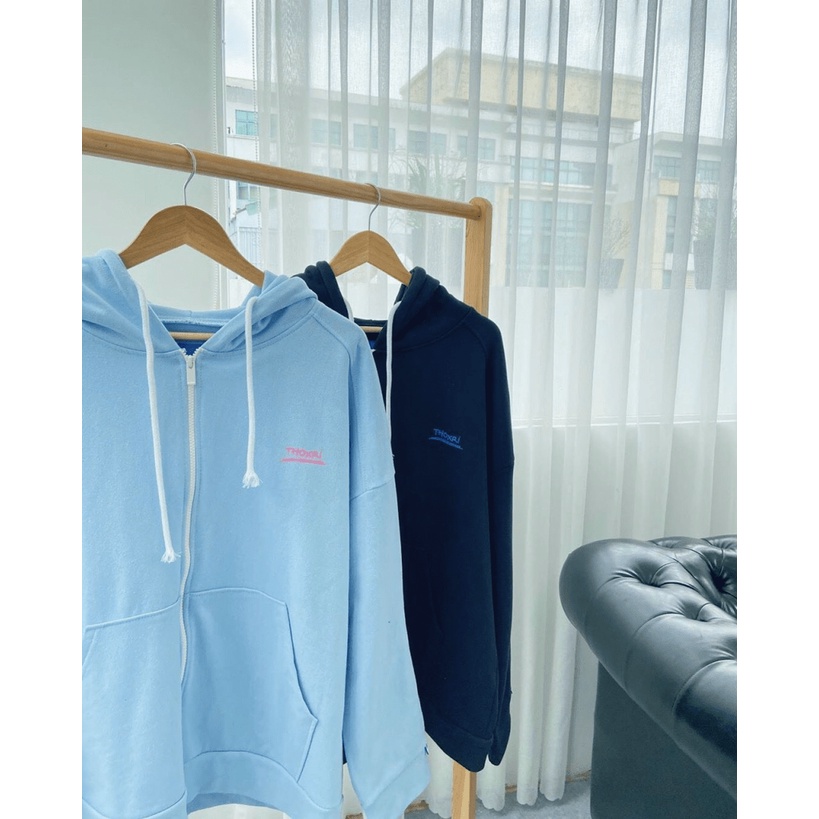 Áo khoác nữ Hoodie form rộng Khóa Dây Kéo Chất Liệu Thun NỈ Ngoại In Chữ THOXRI TP5 [NewUnisex]