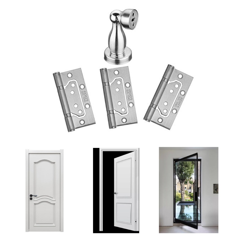 Set 3 Bản Lề Cửa 4 Nút Chặn Chống Va Chạm Không Ồn