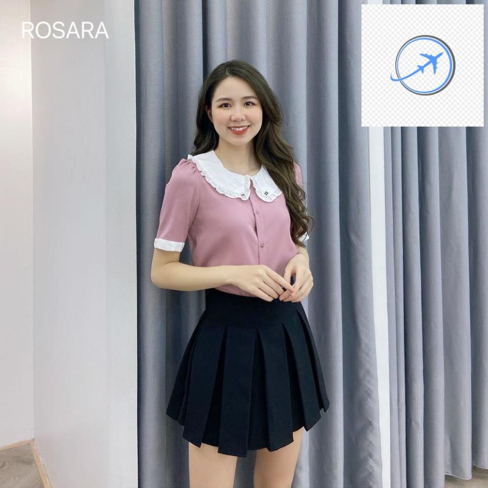 👰🤵 Áo sơ mi thời trang nữ tay ngắn cổ sen Rosara AM03 👰🤵