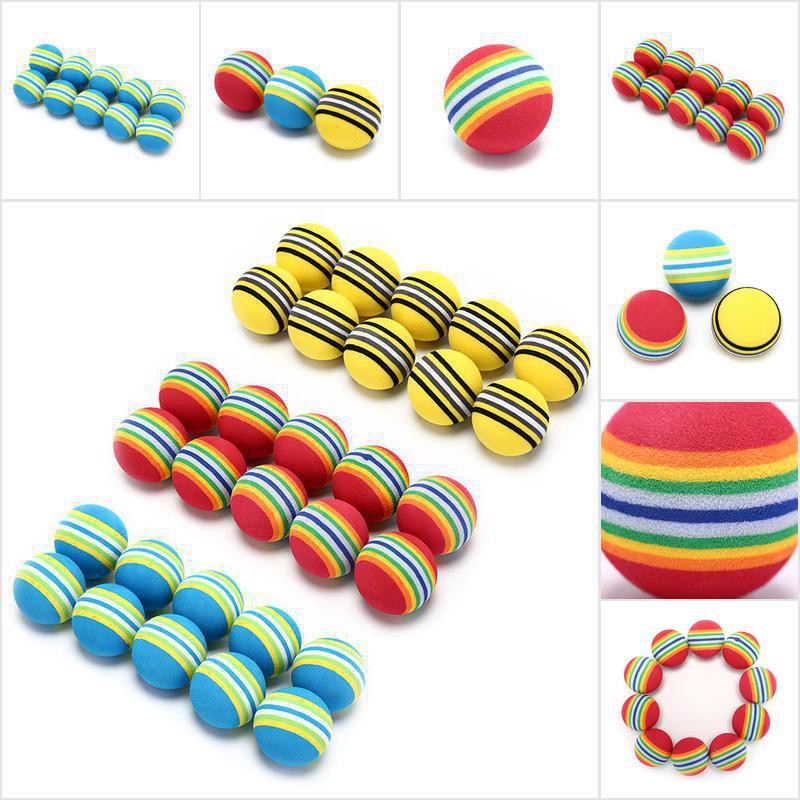 【COD•suns】10Pcs Rainbow Stripe foam Sponge Golf Balls Swing Practice Training
