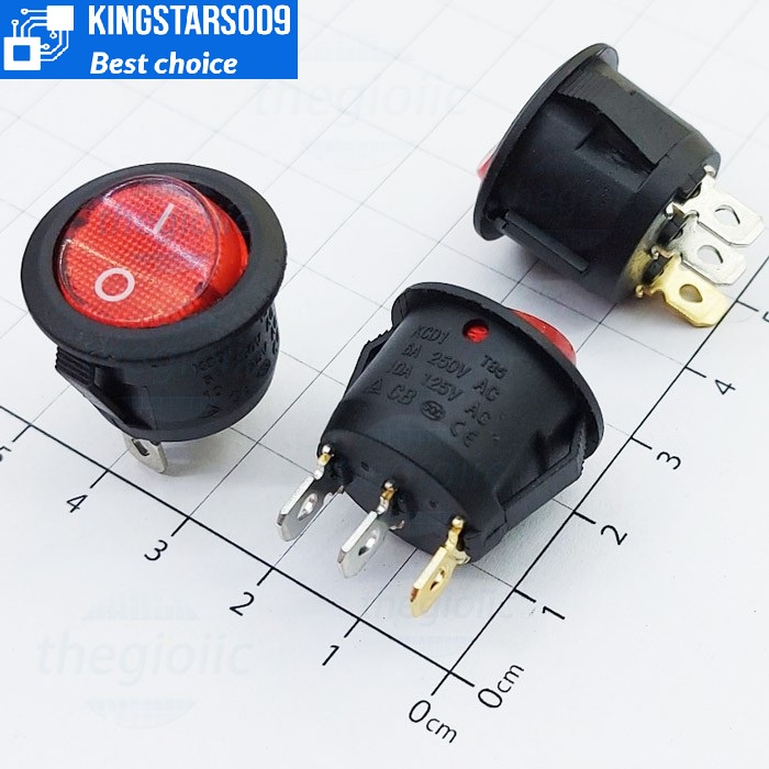 Công tắc tròn có đèn led 6A/250V KCD1