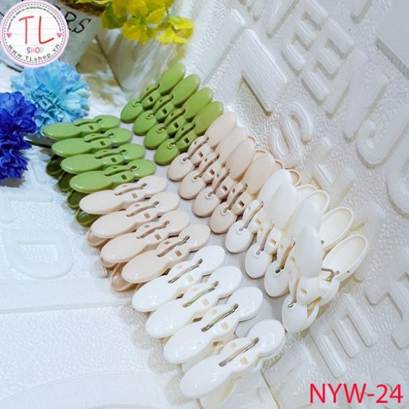 Vỉ 24 kẹp quần áo hình củ lạc – Kep nhựa treo đồ - Kẹp phơi đồ - Đồ dùng gia dụng
