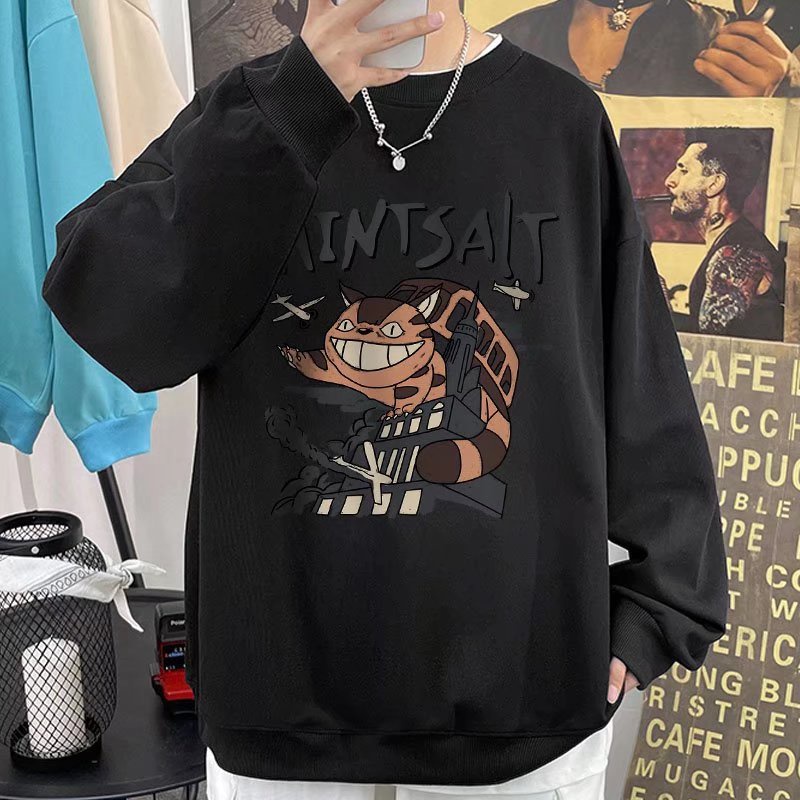 Áo sweater unisex tay dài cổ tròn dáng rộng thời trang thu đông cho nam nữ 45kg-110kg