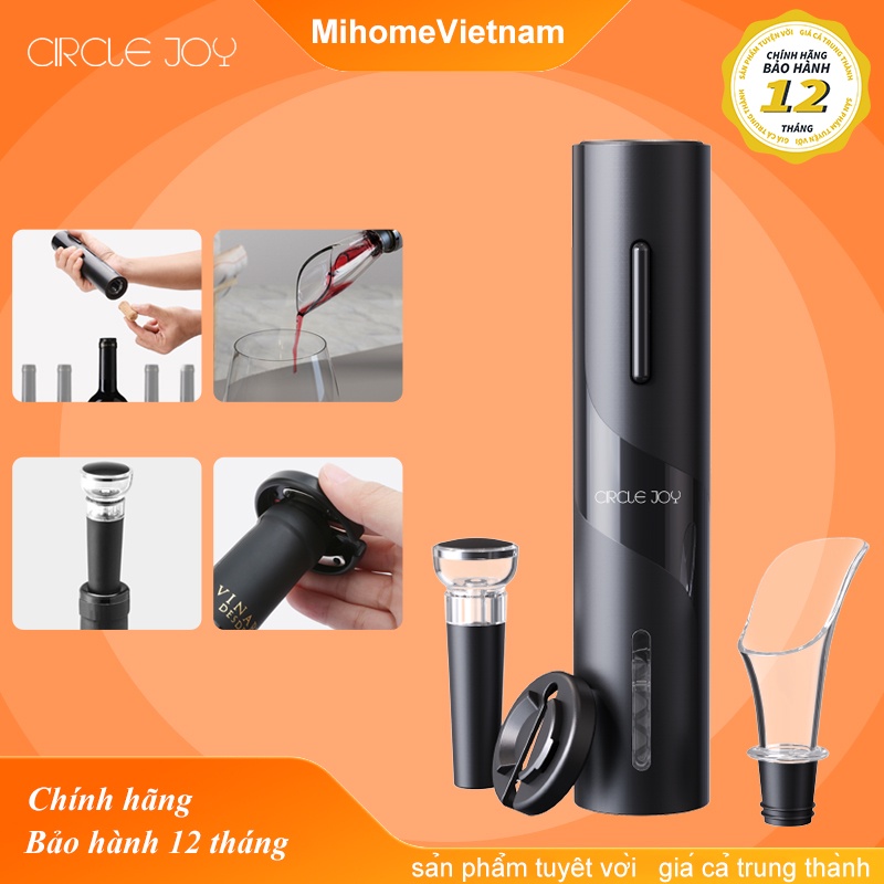 Dụng Cụ Tự Động Mở Nắp Chai Rượu Xiaomi Youpin Circle Joy Samurai 4 Trong 1 Màu Đen Chạy Bằng Điện