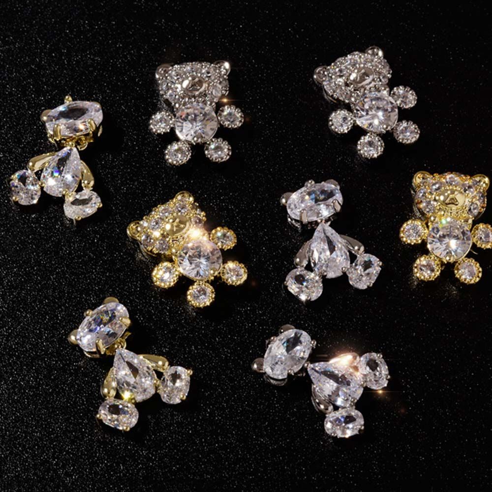 [Hàng mới về] Hạt phụ kiện trang trí móng tay nghệ thuật hình gấu lấp lánh bằng hợp kim kiểu Nhật Bản sang trọng