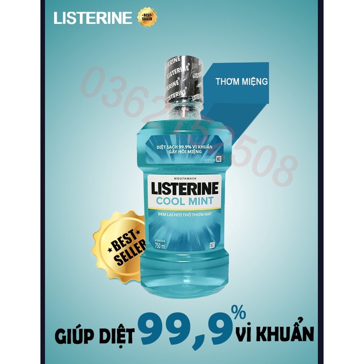 Nước Xúc Miệng Hương Bạc Hà Listerine Cool Mint 750ml Hàng Việt Nam