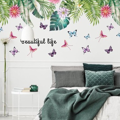 Tranh decal dán tường BEAUTIFUL LIFE - LÁ MUÔN MÀU trang trí phòng khách, phòng ngủ - Decal dán tường