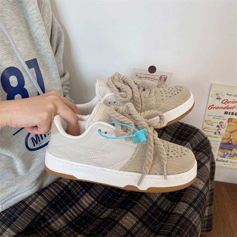 Giày Thể Thao Cổ Thấp Phối Dây Thừng Thời Trang Nam Nữ
