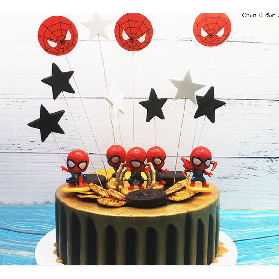 tượng trang trí bánh kem [FREESHIP] bộ 8 nhện con nhựa đẹp