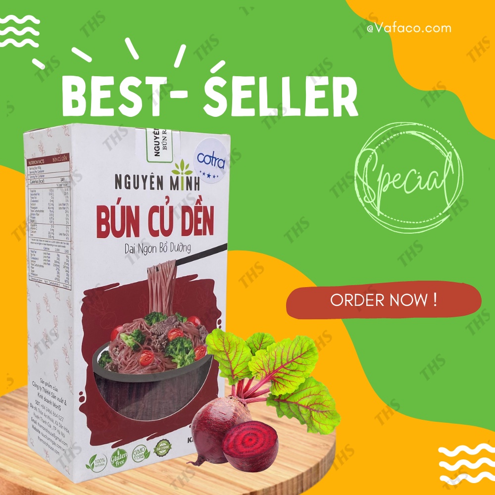 Bún Củ Dền Nguyên Minh - [Hộp 350gr] Bún rau củ,Dai Ngon Bổ Dưỡng, 90% gạo nguyên cám, không chất bảo quản.