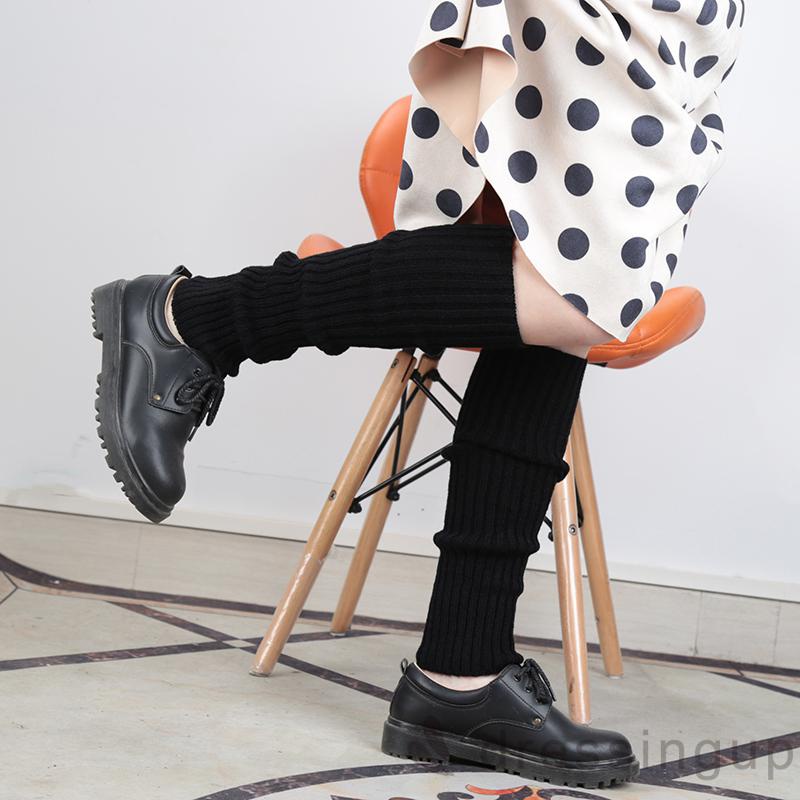 Vỏ bọc ống chân dệt kim co giãn màu trơn họa tiết kẻ sọc cho nữ