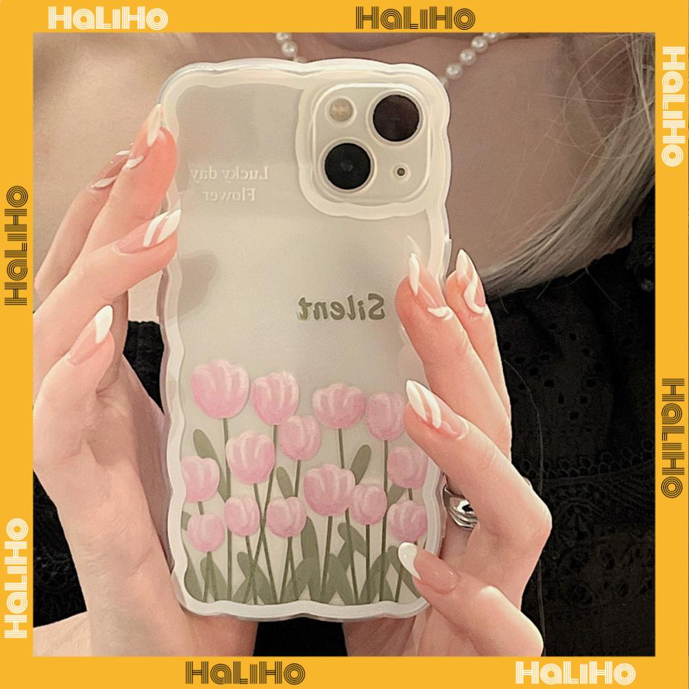 iPhone Case Silicone Soft Case Clear Case Wave Airbag Shockproof Camera Cover Protection Pink Flower Compatible For iPhone 11 iPhone 13 Pro Max iPhone 12 Pro Max iPhone 7 Plus xr