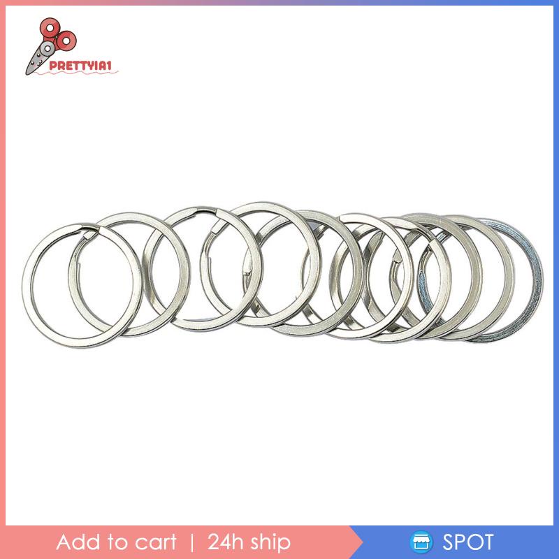 [Prettyia1] Vòng Móc Chìa Khóa Tròn Chia Ngăn Bằng Thép Không Gỉ 35Mm DIY