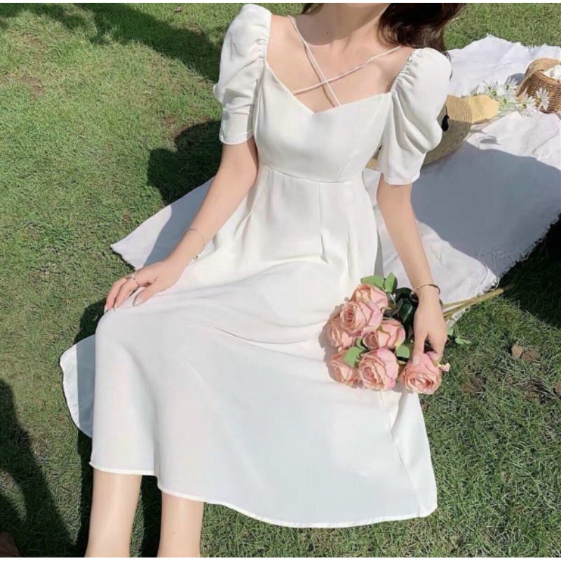 🌸 Đầm maxi trắng hai dây chéo ngực | BigBuy360 - bigbuy360.vn
