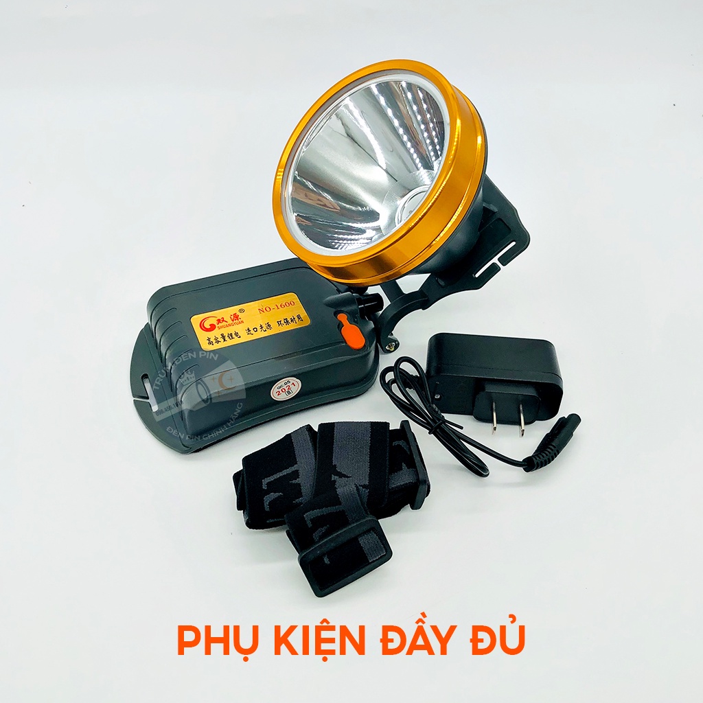 Đèn pin đội đầu siêu sáng 1500W SHANGYUAN 1600 LED chiếu xa chống nước ánh sáng Vàng và Trắng đèn đeo đầu cao cấp