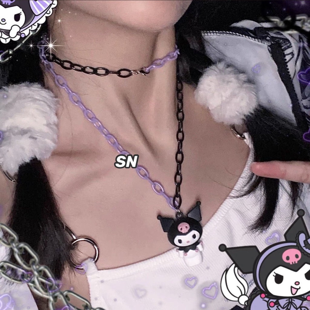 Dây chuyền mặt hình anime Kuromi dễ thương sành điệu
