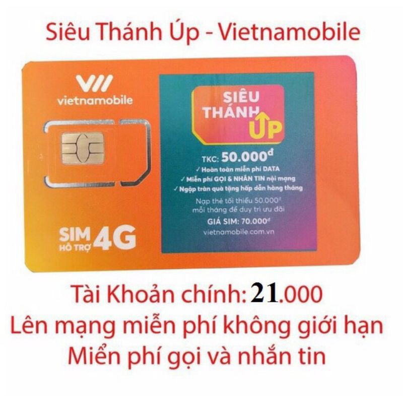 Sim số Vietnamobile siêu thánh úp tài khoản 21k