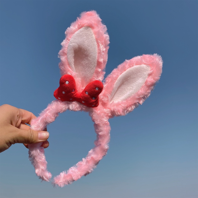 Băng Đô Tai Thỏ Hoạt Hình Thắt Nơ Xinh Xắn Dành Cho Nữ