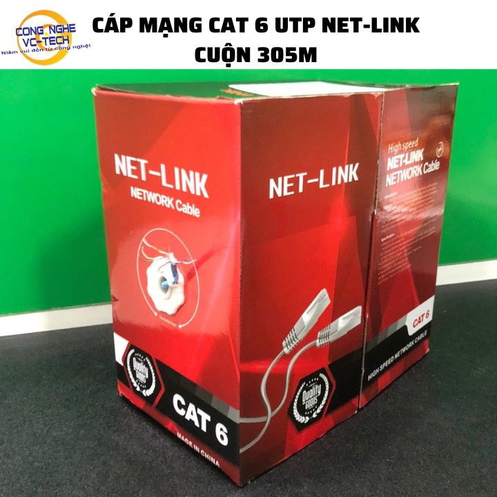{CUỘN 305M}CÁP MẠNG LAN CAT 6 UTP NET-LINK-CUỘN 305 MÉT ĐỦ-CAM KẾT VỀ CHẤT LƯỢNG TUYỆT ĐỐI-8 LÕI XOẮN CHỐNG NHIỄU