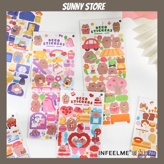 Sticker gấu, nhãn dán hình gấu trong dễ thương trang trí sổ, đồ dùng học tập, dụng cụ, phụ kiện SUNNYSTORE
