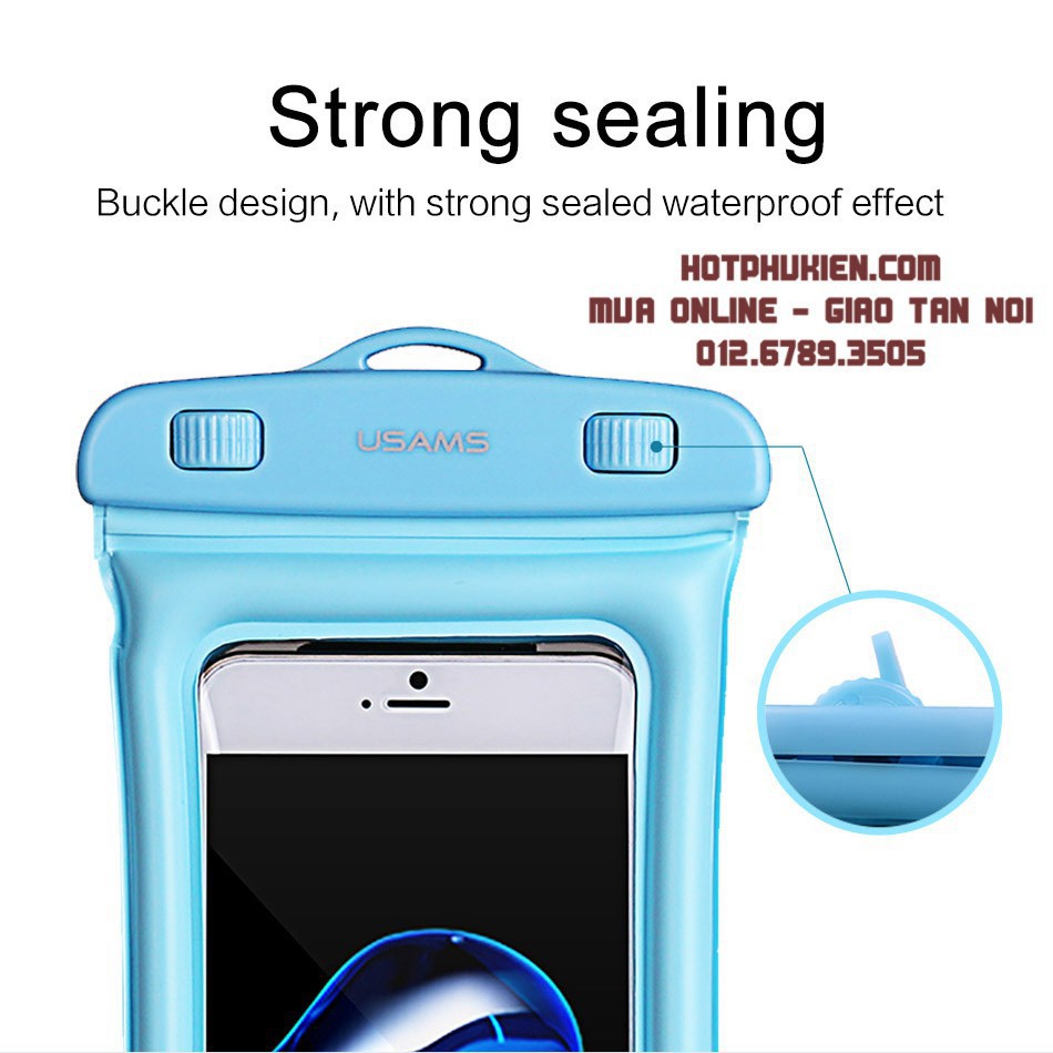 Túi chống nước Usams chuẩn kháng nước IPx8 cho điện thoại từ 6 inch - Hàng chính hãng
